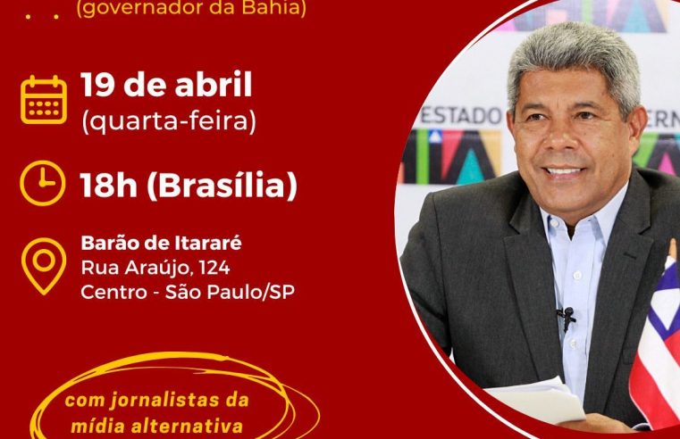 “Barão de Itararé” entrevista Governador da Bahia Jerônimo Rodrigues nesta 4ª feira