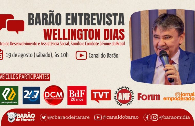 Participe: Mídia alternativa entrevista Wellington Dias neste sábado (19); Barão de Itararé transmite o evento