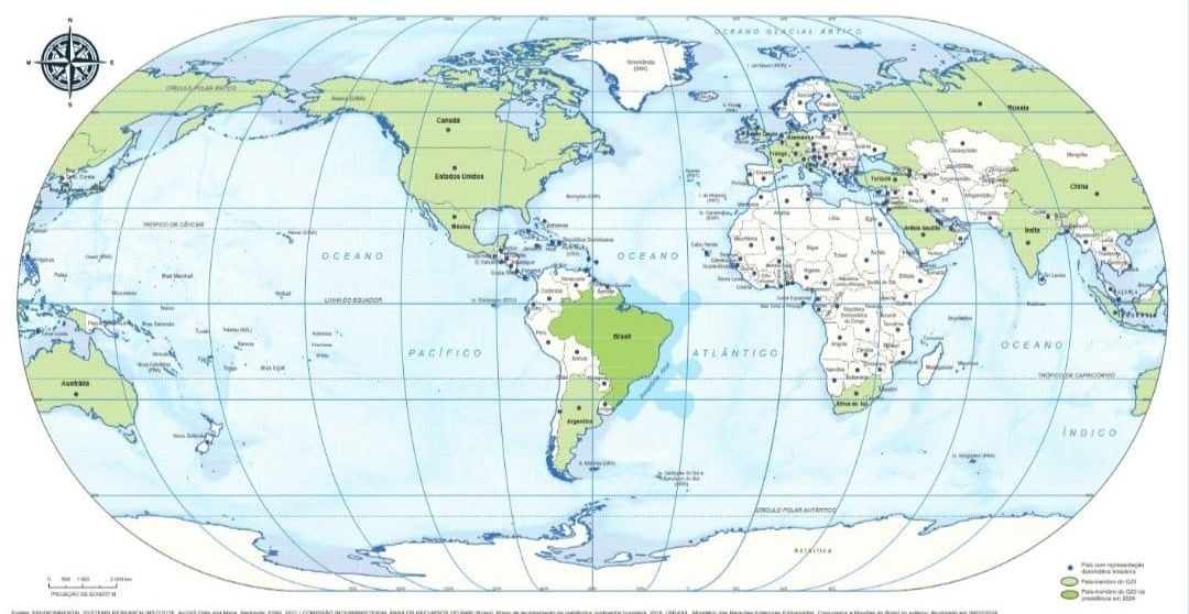 Brasil está no centro do mundo em novo mapa-múndi lançado pelo IBGE